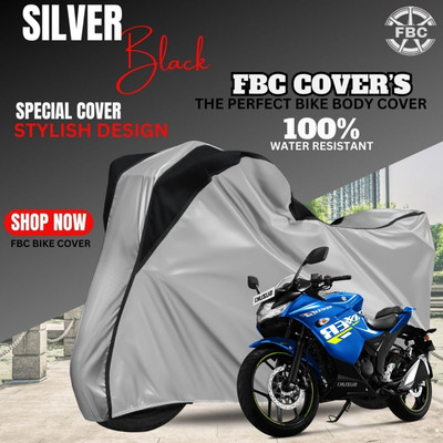FBC Waterproof Two Wheeler Cover for Suzuki(Gixxer SF 150, Black, Silver)
