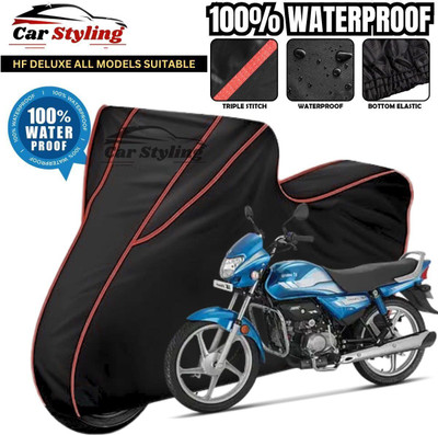 Car Styling Waterproof Two Wheeler Cover for Hero(HF Deluxe, Black, Red)