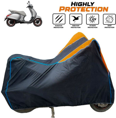 ZAQE Two Wheeler Cover for Bajaj(Urbanite Chetak BS6, Black, Orange, Blue)