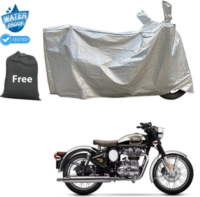 CODOKI Waterproof Two Wheeler Cover for Royal Enfield(Classic Chrome, Silver)