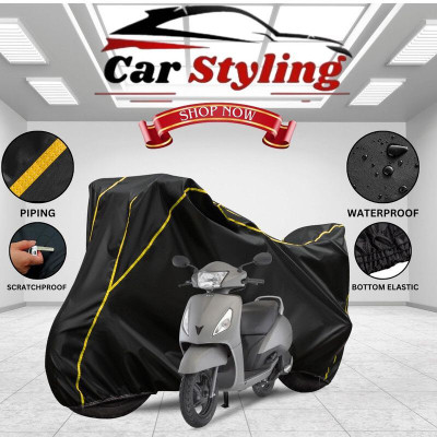 Car Styling Waterproof Two Wheeler Cover for TVS(Jupiter 125, Black, Yellow)