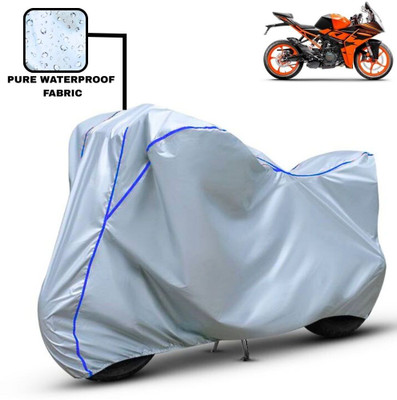 Delphinium Waterproof Two Wheeler Cover for KTM(RC 200, Silver, Blue)