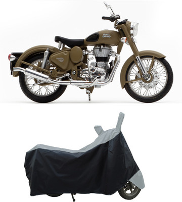 Coxtor Waterproof Two Wheeler Cover for Royal Enfield(Classic Desert Storm, Grey)
