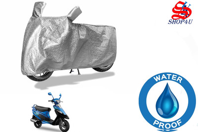 SHOP4U Waterproof Two Wheeler Cover for TVS(Scooty Pep+, Silver)