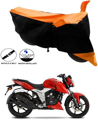 Genipap Two Wheeler Cover for TVS(Apache RTR 160 4V, Black, Orange)