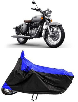 GROFATIK Two Wheeler Cover for Royal Enfield(Classic 350, Blue, Black)