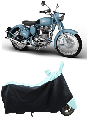 Coxtor Waterproof Two Wheeler Cover for Royal Enfield(Classic Squadron BS6, White, Black)
