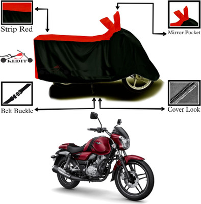 KEDIT Two Wheeler Cover for Bajaj(V15, Red, Black)