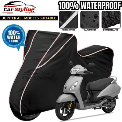 Car Styling Waterproof Two Wheeler Cover for TVS(Jupiter, Black, White)