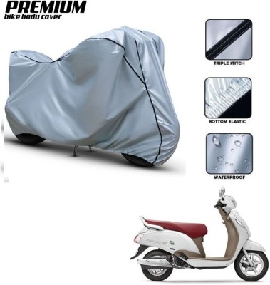 Car Life Waterproof Two Wheeler Cover for Suzuki(Access 125, Silver, Black)