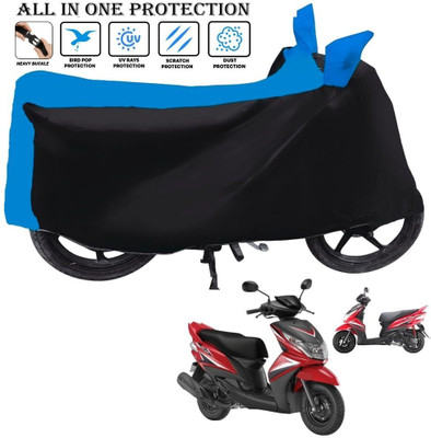 OliverX Waterproof Two Wheeler Cover for Yamaha(Ray Z BS6, Black, Blue)