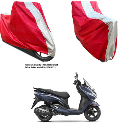 AutoGalaxy Waterproof Two Wheeler Cover for Suzuki(Burgman Street 125, Silver, Red)