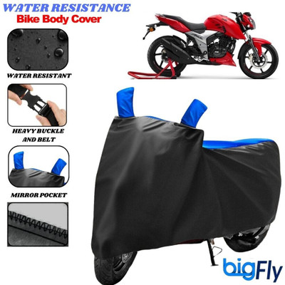BigFly Two Wheeler Cover for TVS(Apache RTR 160 4V, Black, Blue)