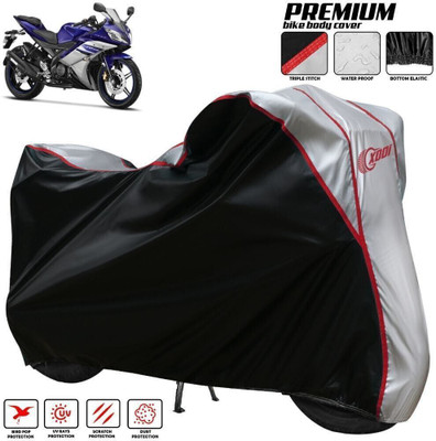 xodi Waterproof Two Wheeler Cover for Yamaha(R15 V3, Silver, Black)