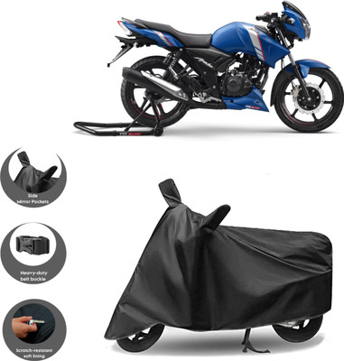 HWSXQAE Waterproof Two Wheeler Cover for Universal For Bike(Apache RTR 160, Black)