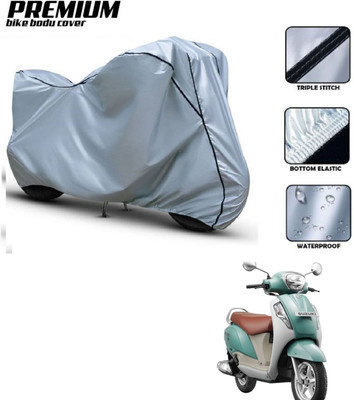 Car Life Waterproof Two Wheeler Cover for Suzuki(Access, Silver, Black)