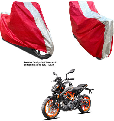 AutoGalaxy Waterproof Two Wheeler Cover for KTM(390 Duke BS6, Silver, Red)