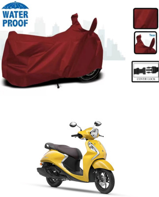 Mdstar Waterproof Two Wheeler Cover for Yamaha(Fascino 125, Maroon)