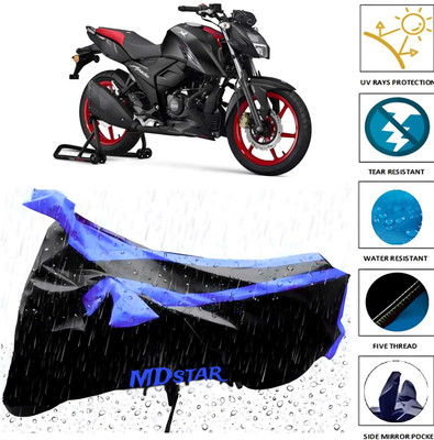 Mdstar Waterproof Two Wheeler Cover for TVS(Apache RTR 160, Black, Blue)