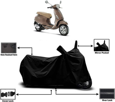 AASHTIK MART Two Wheeler Cover for Vespa(Elegante, Black)