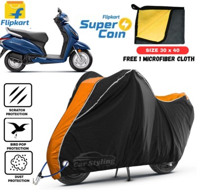 Car Styling Waterproof Two Wheeler Cover for Honda(Activa, Black, Orange)