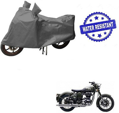 DeepShakshi AUTOMOTIVE Waterproof Two Wheeler Cover for Royal Enfield(Battle Green, Grey)