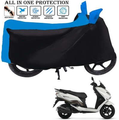 OliverX Waterproof Two Wheeler Cover for Suzuki(Burgman Street 125, Black, Blue)