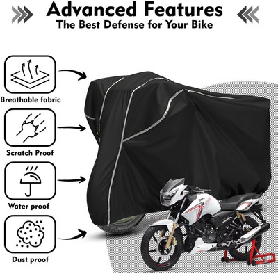 Shiv Kanha Waterproof Two Wheeler Cover for TVS(Apache RTR 160, Black, White)