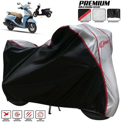 xodi Waterproof Two Wheeler Cover for Yamaha(Fascino, Silver, Black)