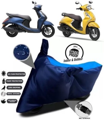 MADAFIYA Two Wheeler Cover for Yamaha(Fascino, Blue, Blue)