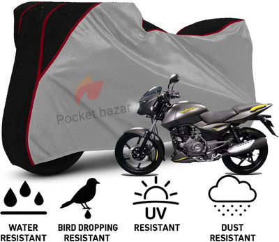 pocket bazar Waterproof Two Wheeler Cover for Bajaj(Pulsar 150, Silver, Black)