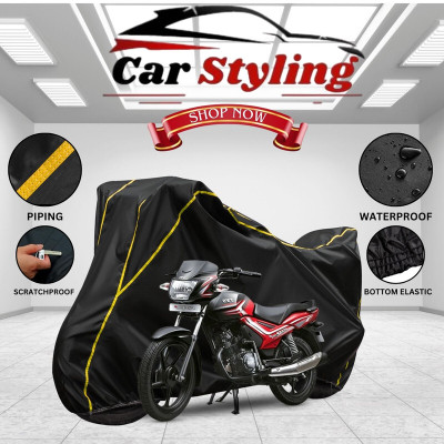 Car Styling Waterproof Two Wheeler Cover for TVS(Star City Plus BS6, Black, Yellow)