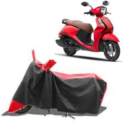Mdstar Waterproof Two Wheeler Cover for Yamaha(Fascino, Red, Black)