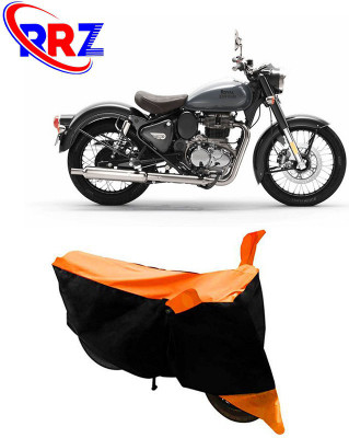 RRZ Waterproof Two Wheeler Cover for Royal Enfield(Classic 350, Black, Orange)