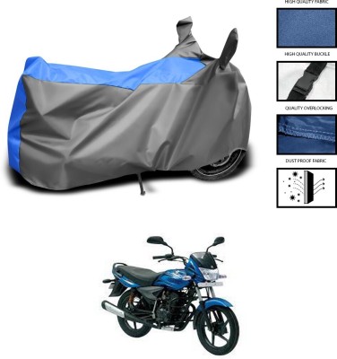 DeepShakshi AUTOMOTIVE Two Wheeler Cover for Bajaj(Platina 100 DTS-i, Grey, Blue)