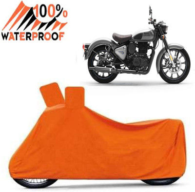 Autoinnovation Waterproof Two Wheeler Cover for Royal Enfield(Classic 350, Orange)