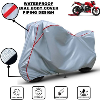 LE PRA Waterproof Two Wheeler Cover for TVS(Apache RTR 160 4V, Silver, Red)