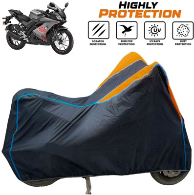 ZAQE Two Wheeler Cover for Yamaha(R15 s, Black, Orange, Blue)