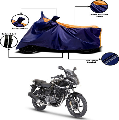 SMDP Waterproof Two Wheeler Cover for Bajaj(Pulsar 220 DTS-i, Orange, Blue)