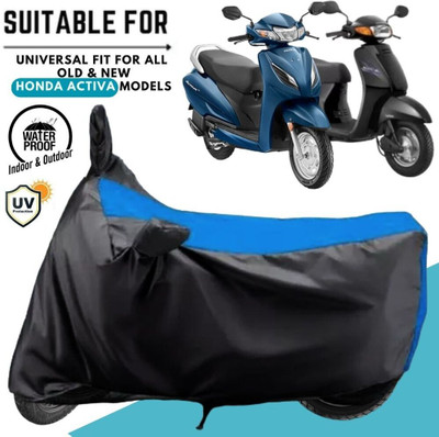 MADAFIYA Waterproof Two Wheeler Cover for Hero, Honda(Activa, Black, Blue)