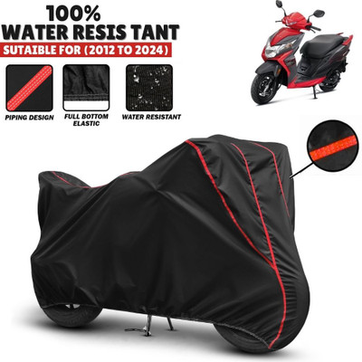 Mwiss Waterproof Two Wheeler Cover for Honda(Dio, Black, Red)