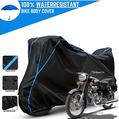 OliverX Waterproof Two Wheeler Cover for Royal Enfield(Bullet, Black, Blue)