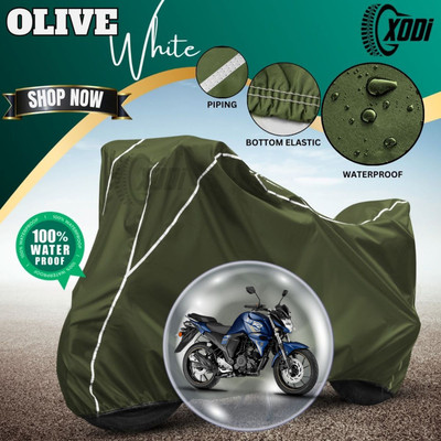 xodi Waterproof Two Wheeler Cover for Yamaha(FZ, Green, White)