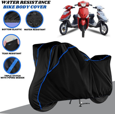 SRP PRODUCT Waterproof Two Wheeler Cover for Hero Electric(Electric Scooter, Black, Blue)