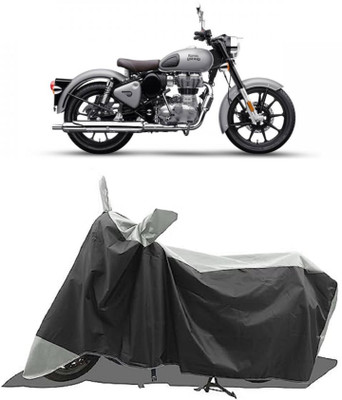 GROFATIK Two Wheeler Cover for Royal Enfield(Classic Gunmetal BS6, Grey)