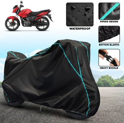 AutoGalaxy Waterproof Two Wheeler Cover for Hero(Glamour Blaze, Black, Blue)