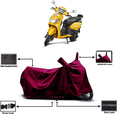 Amexride Two Wheeler Cover for Hero(Pleasure+ 110, Maroon)