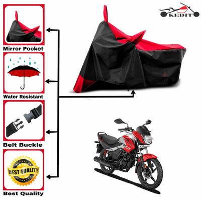 KEDIT Two Wheeler Cover for Hero(Passion Pro i3S, Red, Black)