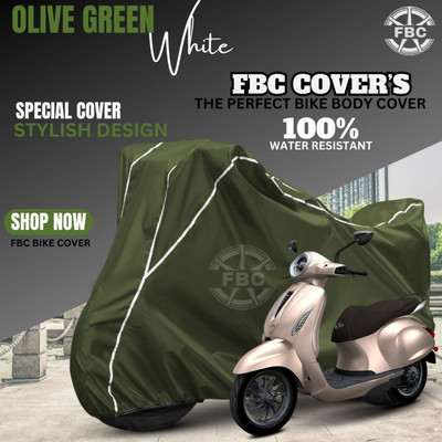 FBC Waterproof Two Wheeler Cover for Bajaj(Chetak, White)