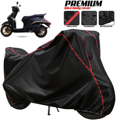 xodi Two Wheeler Cover for Yamaha(Fascino 125 BS6, Black, Red, Multicolor)